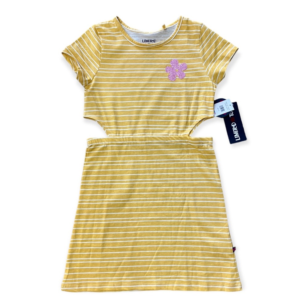 Limited Too girls yellow striped cutout dress